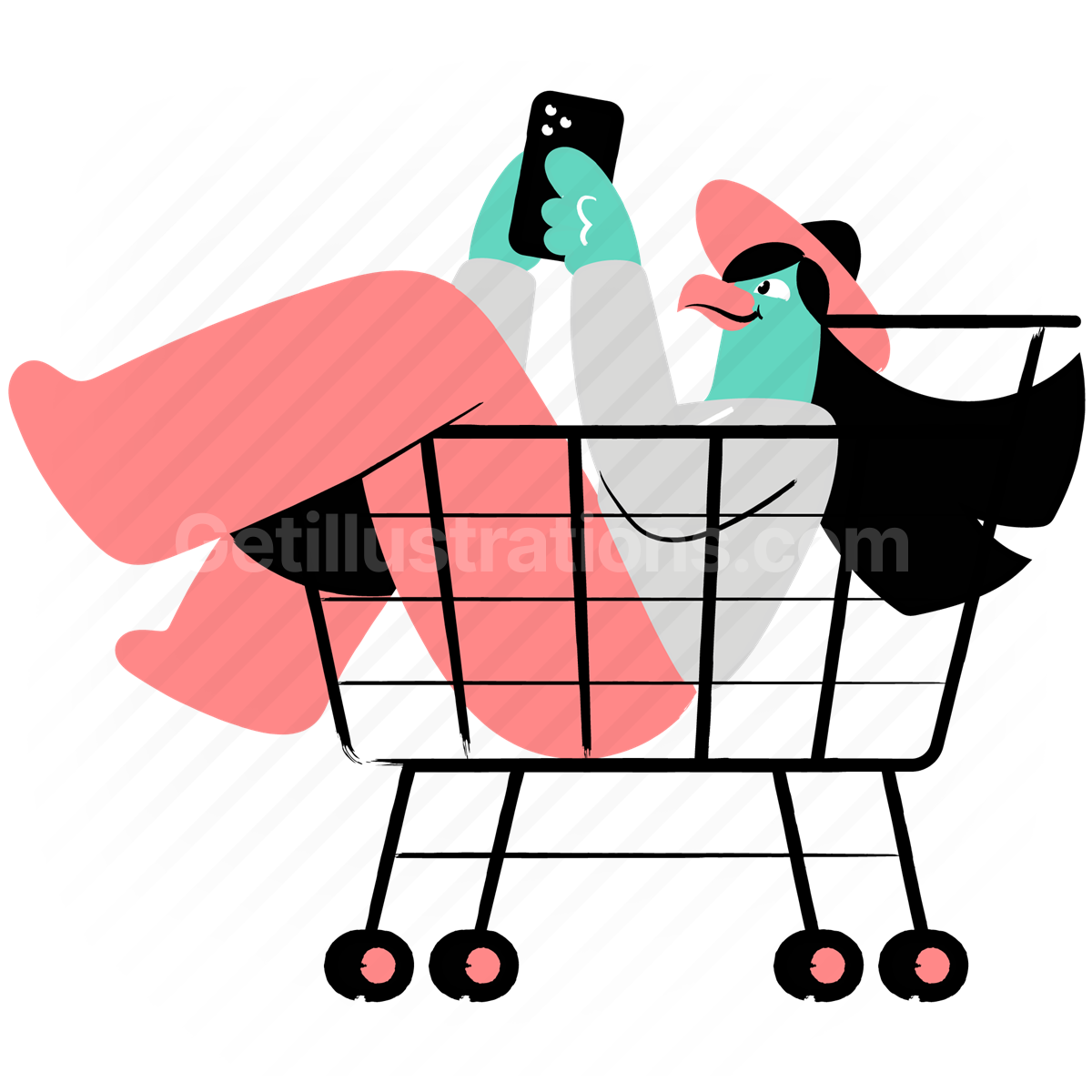 shop, store, online, smartphone, phone, cart, animal